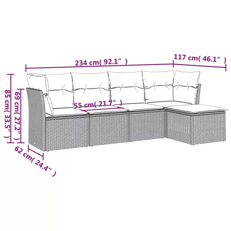 vidaXL Salon de jardin 5 pièces avec coussins en résine tressée, canapé d'extérieur modulable, plusieurs couleurs et modèles