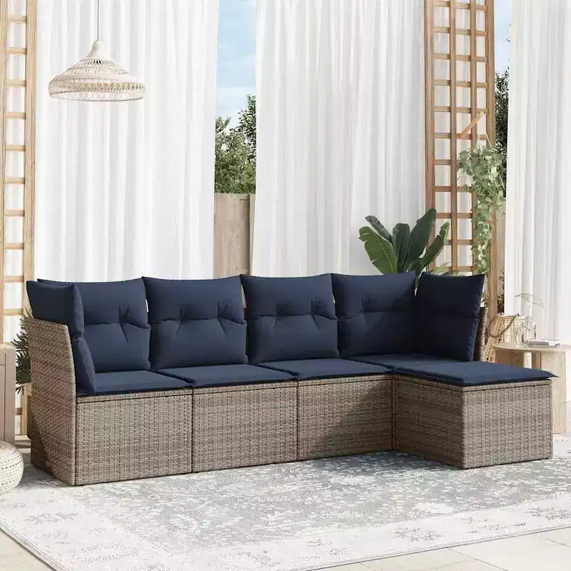 vidaXL Salon de jardin 5 pièces avec coussins en résine tressée, canapé d'extérieur modulable, plusieurs couleurs et modèles