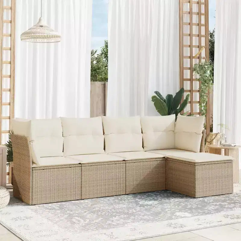 vidaXL Salon de jardin 5 pièces avec coussins en résine tressée, canapé d'extérieur modulable, plusieurs couleurs et modèles