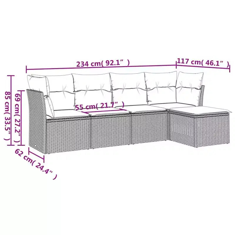 vidaXL Salon de jardin 5 pièces avec coussins en résine tressée, canapé d'extérieur modulable, plusieurs couleurs et modèles