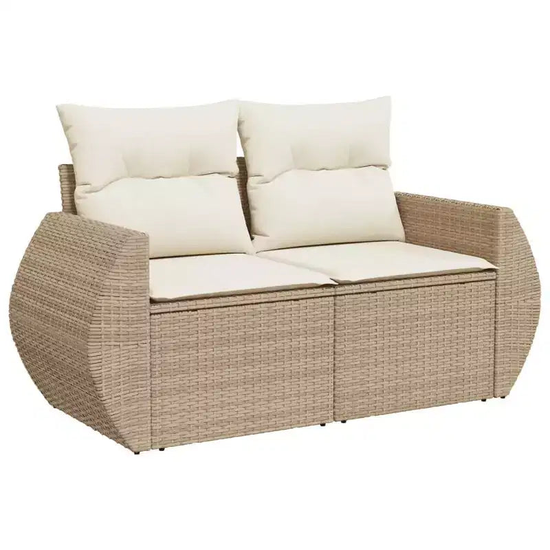vidaXL Salon de jardin 8 pièces avec coussins en résine tressée, canapé d'angle modulable, table incluse