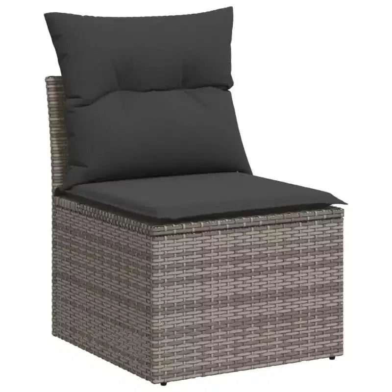 vidaXL Salon de jardin 8 pièces avec coussins en résine tressée, canapé d'angle modulable, table incluse