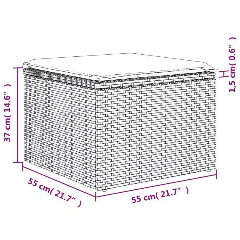 vidaXL Salon de jardin 8 pièces avec coussins en résine tressée, canapé d'angle modulable, table incluse