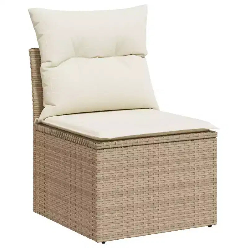vidaXL Salon de jardin 8 pièces avec coussins en résine tressée, canapé d'angle modulable, table incluse