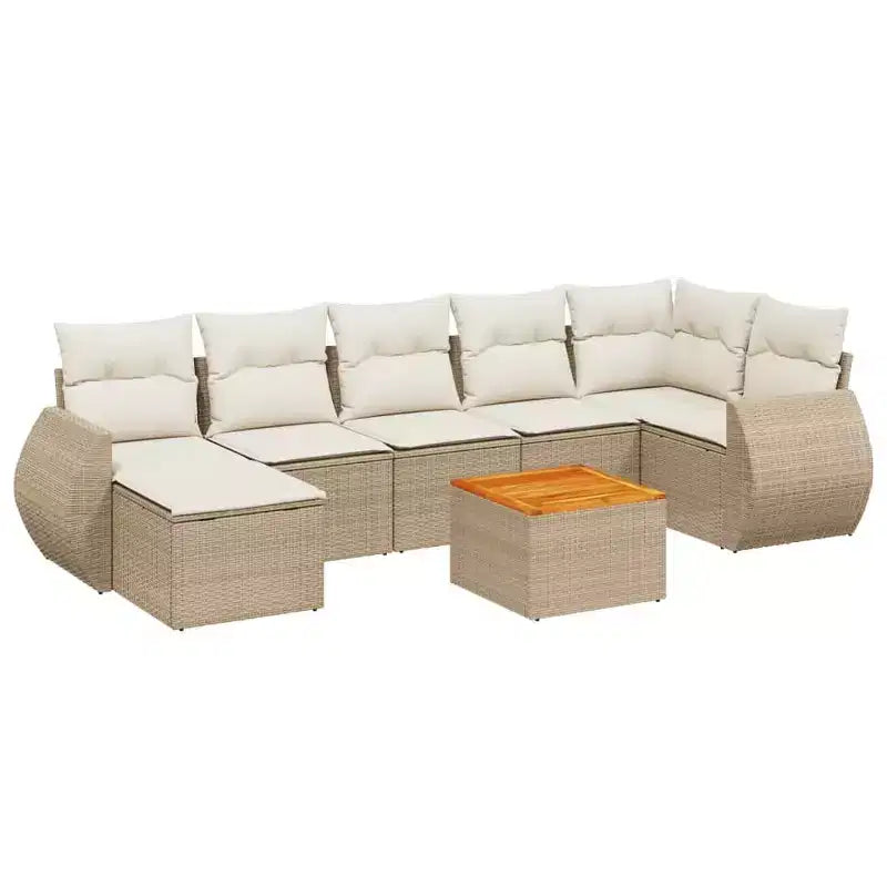 vidaXL Salon de jardin 8 pièces avec coussins en résine tressée, canapé d'angle modulable, table incluse