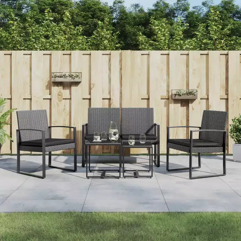 vidaXL Salon de jardin 5 pièces avec table et chaises d'extérieur en rotin PP avec coussins