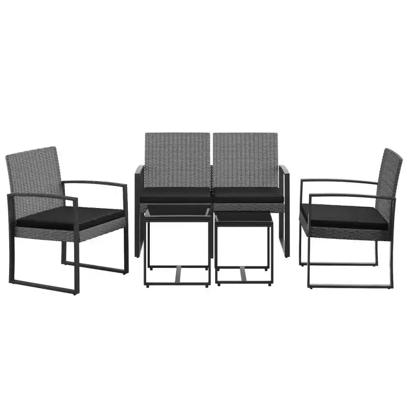 vidaXL Salon de jardin 5 pièces avec table et chaises d'extérieur en rotin PP avec coussins