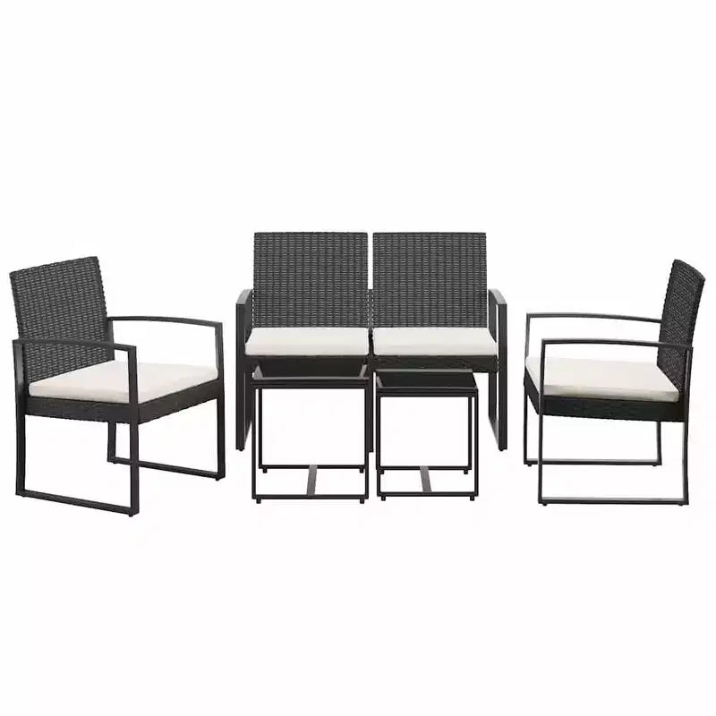 vidaXL Salon de jardin 5 pièces avec table et chaises d'extérieur en rotin PP avec coussins