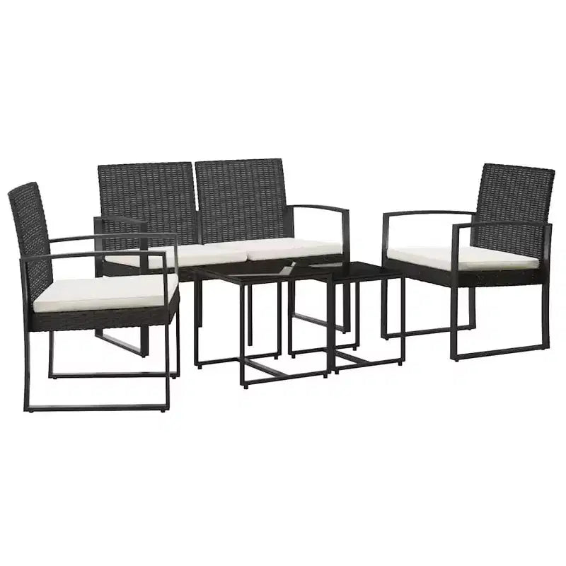 vidaXL Patio Dining Set 5 Pcs Outdoor Table and Chair with Cushions PP Rattan