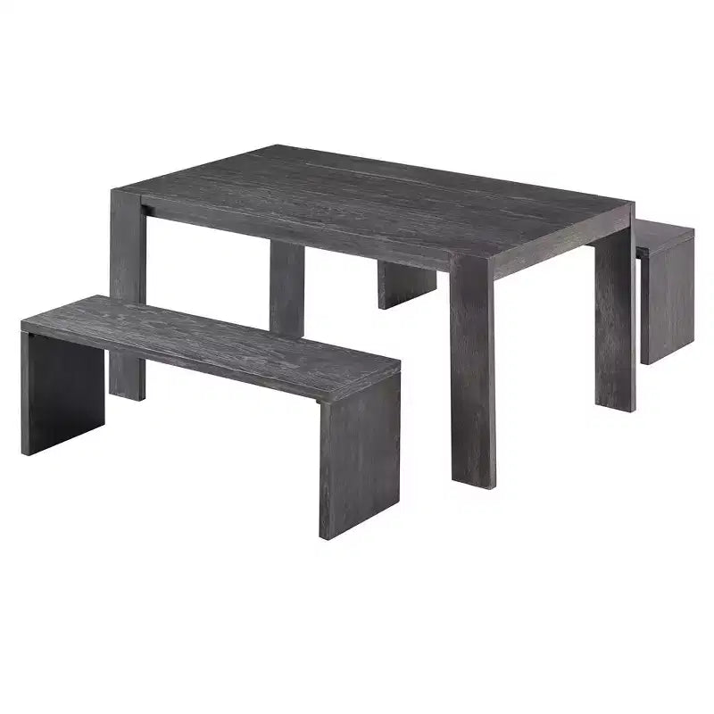 Clihome Ensemble de salle à manger 3 pièces de style campagnard, table à manger et 2 bancs, pour salle à manger, cuisine et salon