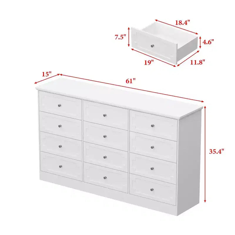 Commode de rangement à 12 tiroirs, grande capacité, pour rangement et décoration multi-pièces