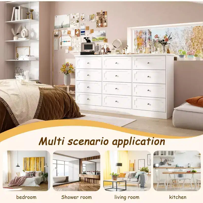 Commode de rangement à 12 tiroirs, grande capacité, pour rangement et décoration multi-pièces