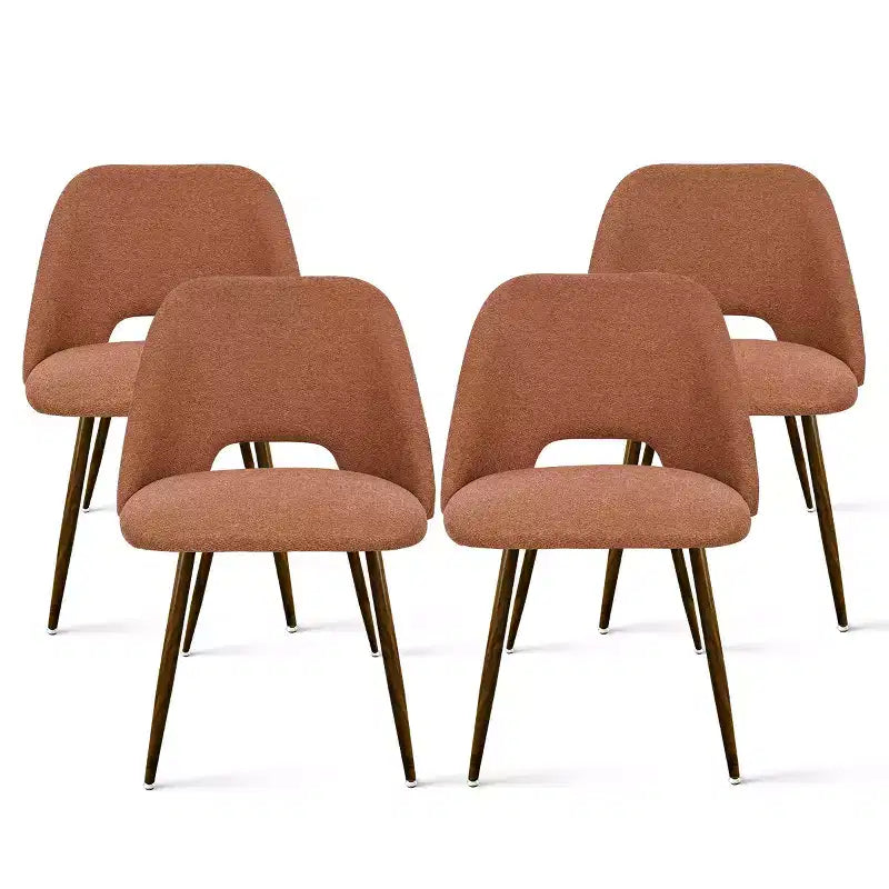 Ensemble de salle à manger 5 pièces pour 4 personnes, table à manger ronde noyer avec pied piédestal en métal + 4 chaises sans accoudoirs rembourrées pour salle à manger, cuisine - Panipeachy