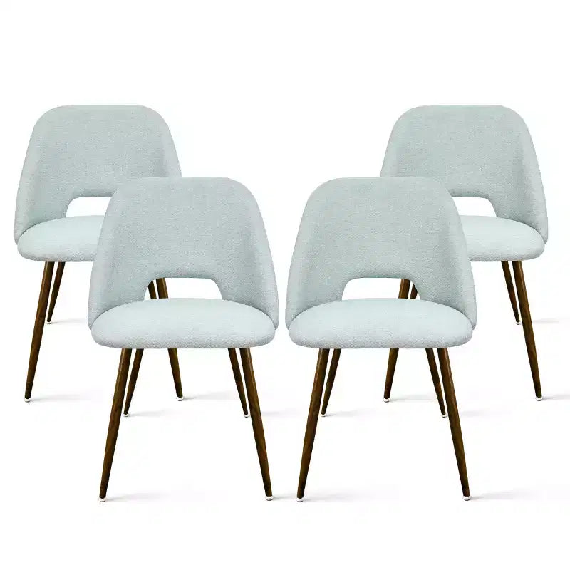 Ensemble de salle à manger rond 5 pièces en verre avec chaises en tissu rembourré, meubles de cuisine et de salle à manger modernes avec pieds en noyer-Panipeachy