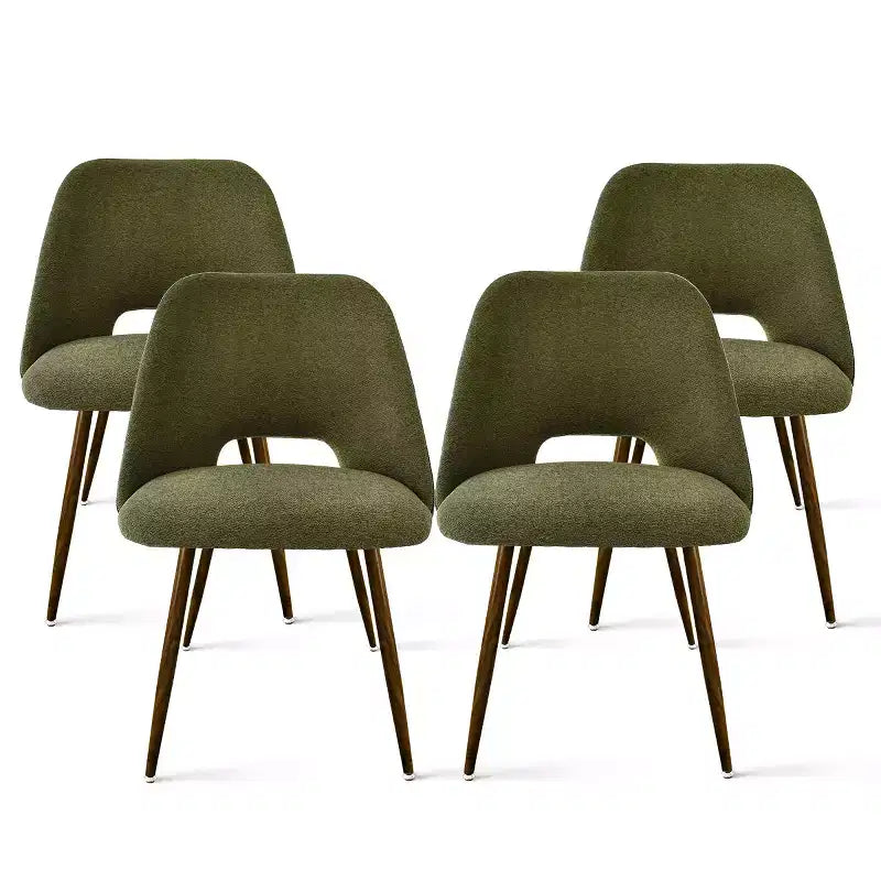 Ensemble de salle à manger rond 5 pièces en verre avec chaises en tissu rembourré, meubles de cuisine et de salle à manger modernes avec pieds en noyer-Panipeachy