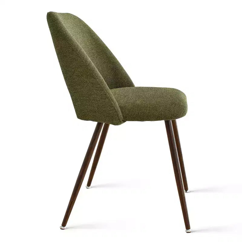 Ensemble de salle à manger rond 5 pièces en verre avec chaises en tissu rembourré, meubles de cuisine et de salle à manger modernes avec pieds en noyer-Panipeachy