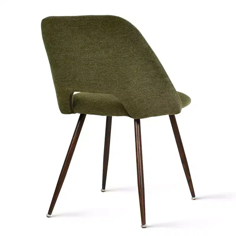 Ensemble de salle à manger rond 5 pièces en verre avec chaises en tissu rembourré, meubles de cuisine et de salle à manger modernes avec pieds en noyer-Panipeachy