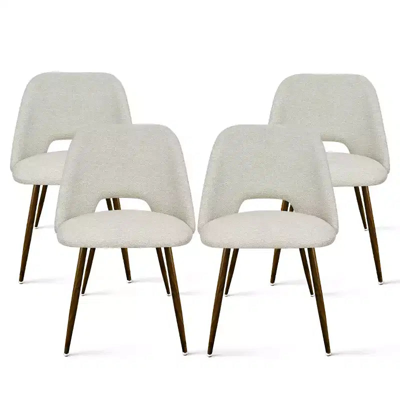 Ensemble de salle à manger rond 5 pièces en verre avec chaises en tissu rembourré, meubles de cuisine et de salle à manger modernes avec pieds en noyer-Panipeachy