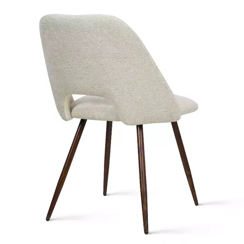 Ensemble de salle à manger rond 5 pièces en verre avec chaises en tissu rembourré, meubles de cuisine et de salle à manger modernes avec pieds en noyer-Panipeachy
