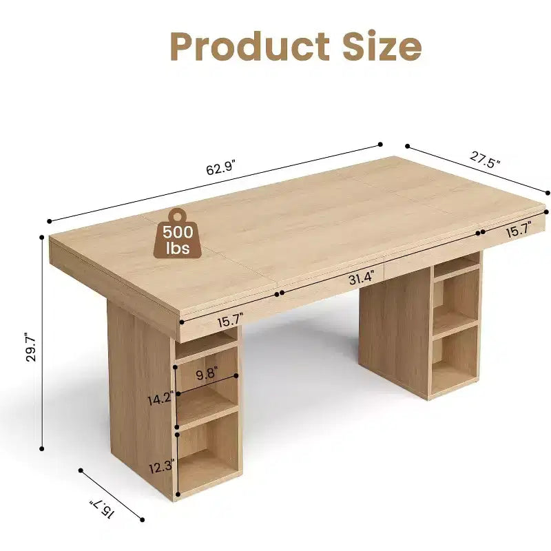 Table à manger rectangulaire de 180 cm avec étagères de rangement double face, grande capacité, 6 à 8 places, pour cuisine ou bureau
