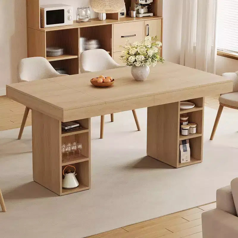 Table à manger rectangulaire de 180 cm avec étagères de rangement double face, grande capacité, 6 à 8 places, pour cuisine ou bureau
