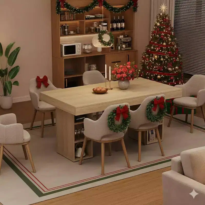 Table à manger rectangulaire de 180 cm avec étagères de rangement double face, grande capacité, 6 à 8 places, pour cuisine ou bureau