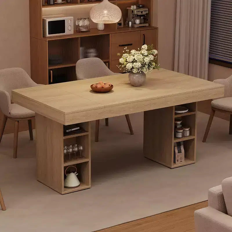 Table à manger rectangulaire de 180 cm avec étagères de rangement double face, grande capacité, 6 à 8 places, pour cuisine ou bureau