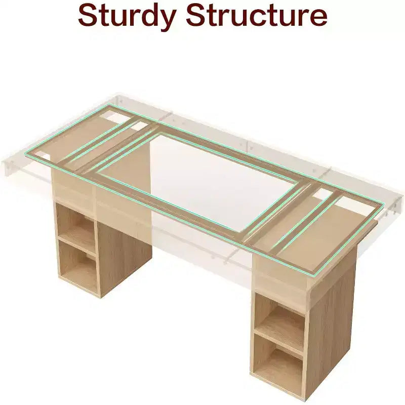 Table à manger rectangulaire de 180 cm avec étagères de rangement double face, grande capacité, 6 à 8 places, pour cuisine ou bureau