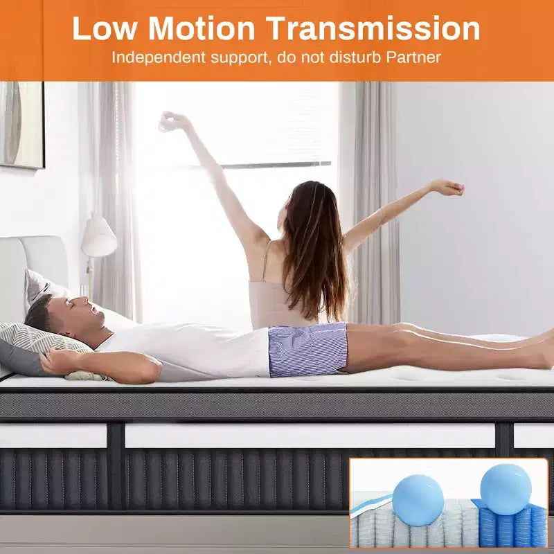 Matelas hybride 14 po King en boîte, mousse mémoire de gel et ressorts ensachés, fermeté moyenne, lit rafraîchissant pour dormeurs latéraux