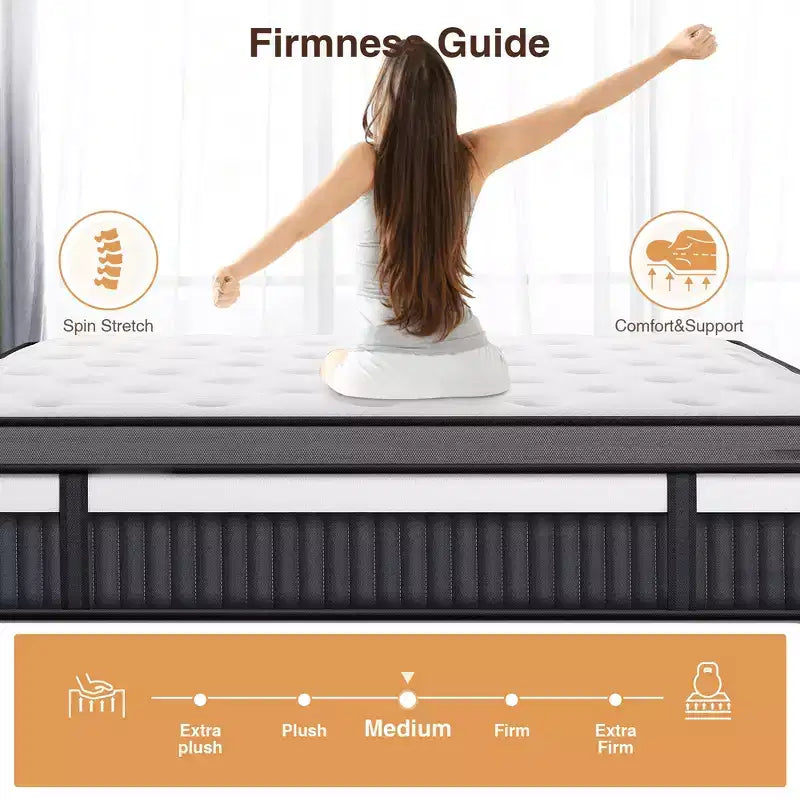 Matelas hybride 14 po King en boîte, mousse mémoire de gel et ressorts ensachés, fermeté moyenne, lit rafraîchissant pour dormeurs latéraux