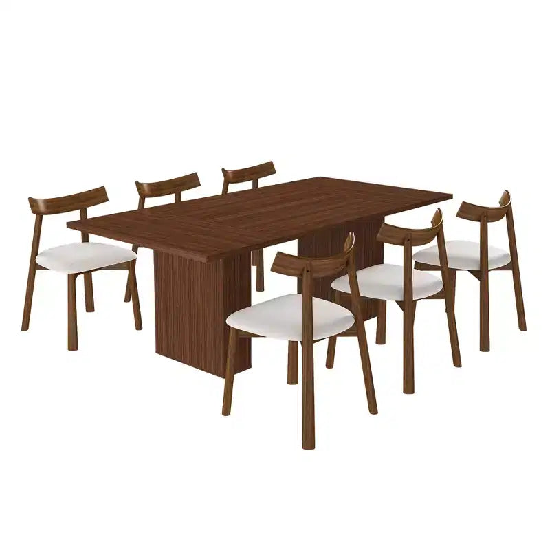 Ensemble de salle à manger GDFStudio Camden 7 pièces avec base de rangement et chaises en similicuir