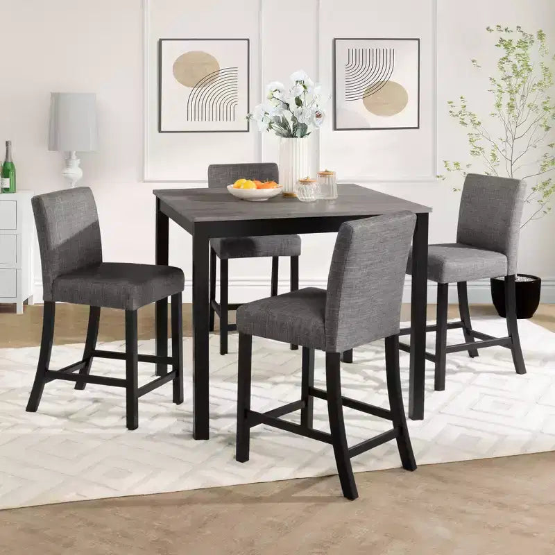 sumyeg Ensemble de 5 pièces de table haute de comptoir avec 4 chaises pour cuisine ou salle à manger