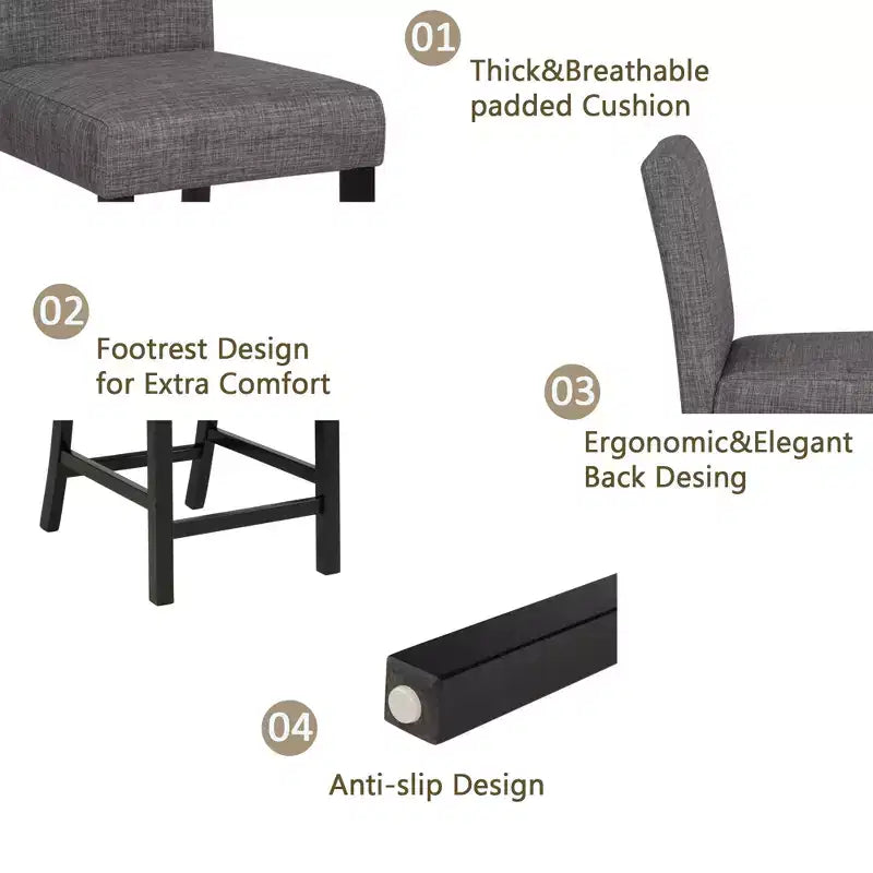 sumyeg Ensemble de 5 pièces de table haute de comptoir avec 4 chaises pour cuisine ou salle à manger