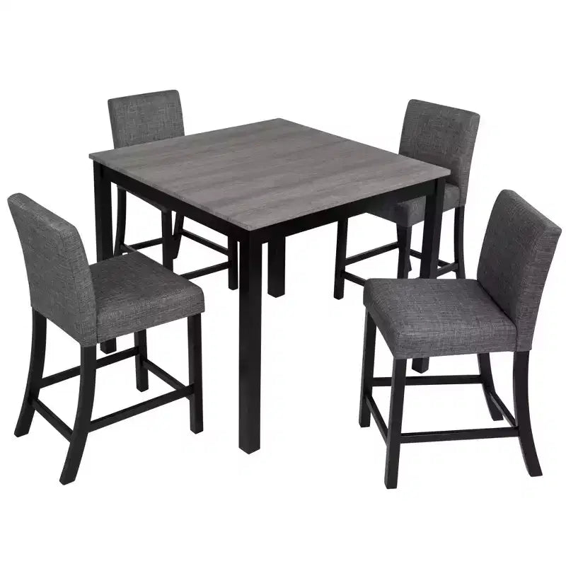 sumyeg Ensemble de 5 pièces de table haute de comptoir avec 4 chaises pour cuisine ou salle à manger
