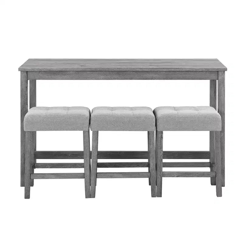Ensemble de table de bar industrielle 4 pièces sumyeg avec prise électrique, gris