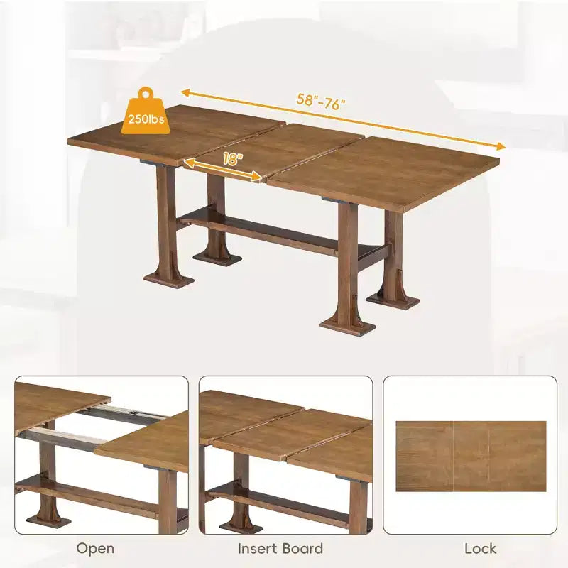 Ensemble de salle à manger 6 pièces avec banc pour 6, ensemble de table de cuisine avec tiroir de rangement et 4 chaises de salle à manger rembourrées