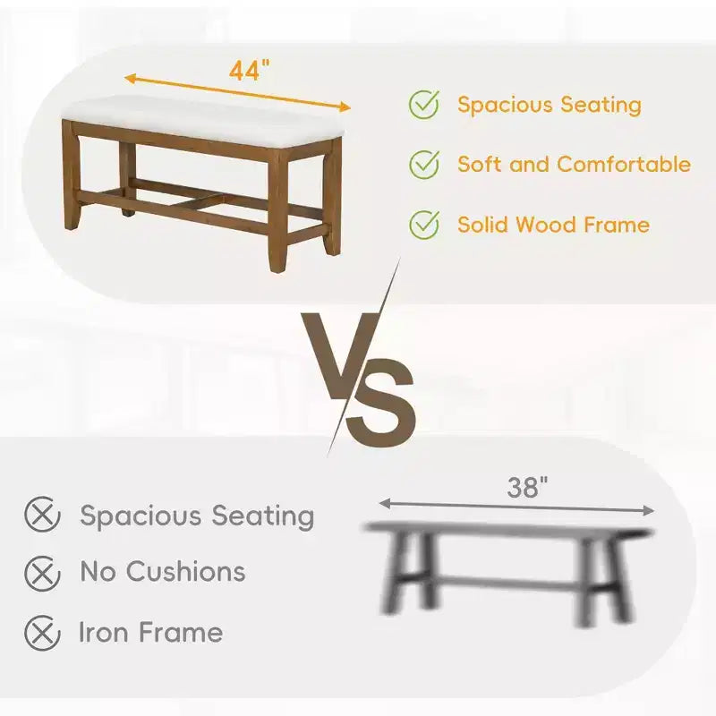 Ensemble de salle à manger 6 pièces avec banc pour 6, ensemble de table de cuisine avec tiroir de rangement et 4 chaises de salle à manger rembourrées