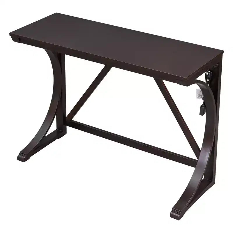 Ensemble de table à manger de hauteur comptoir 3 pièces de style rustique pour 2 personnes, table de bar console en bois avec port USB et tabourets rembourrés pour petit espace