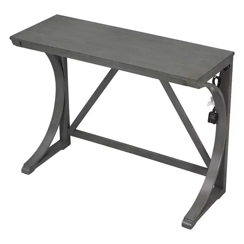 Ensemble de table à manger de hauteur comptoir 3 pièces de style rustique pour 2 personnes, table de bar console en bois avec port USB et tabourets rembourrés pour petit espace