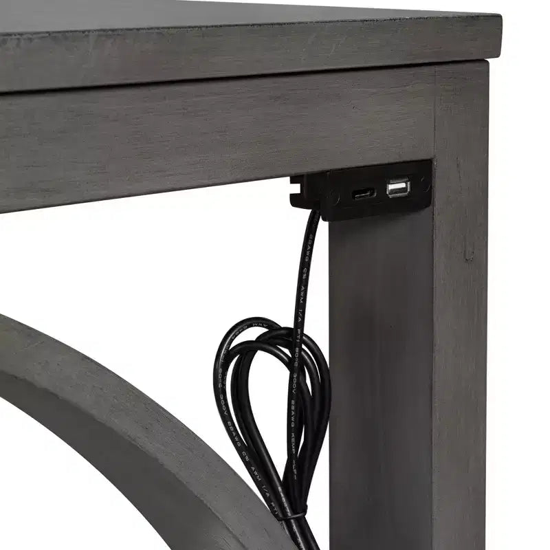 Ensemble de table à manger de hauteur comptoir 3 pièces de style rustique pour 2 personnes, table de bar console en bois avec port USB et tabourets rembourrés pour petit espace