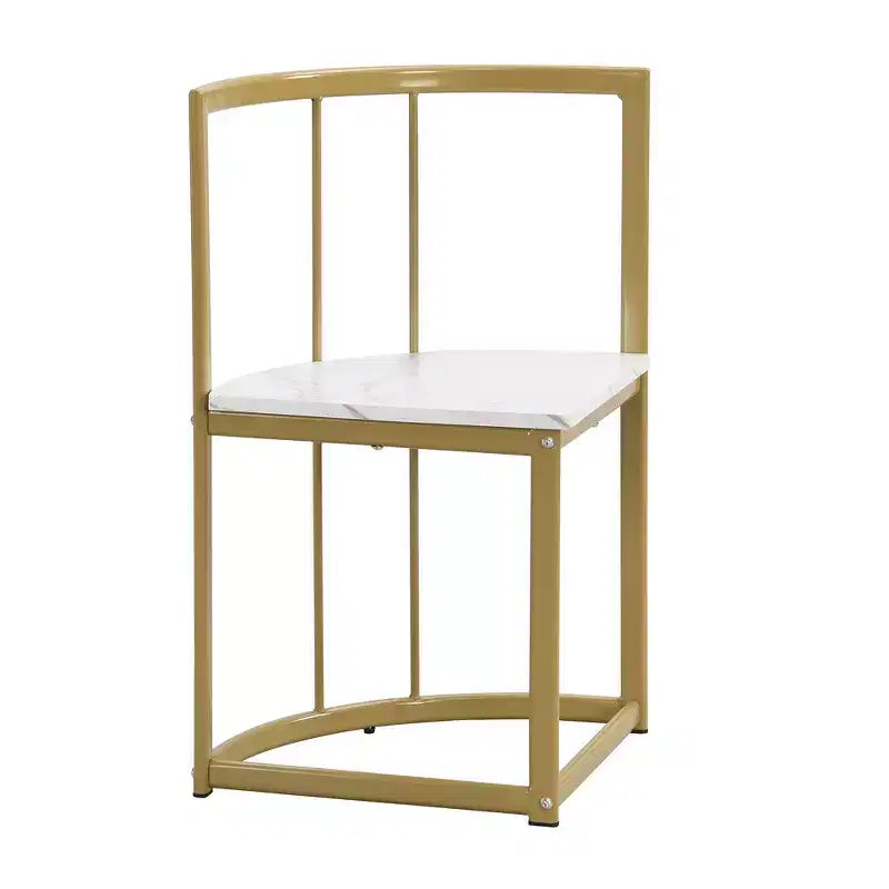 Ensemble de salle à manger moderne en marbre pour 6 personnes avec structure en métal, table rectangulaire en marbre autocollant et 6 chaises pour salle à manger et cuisine.
