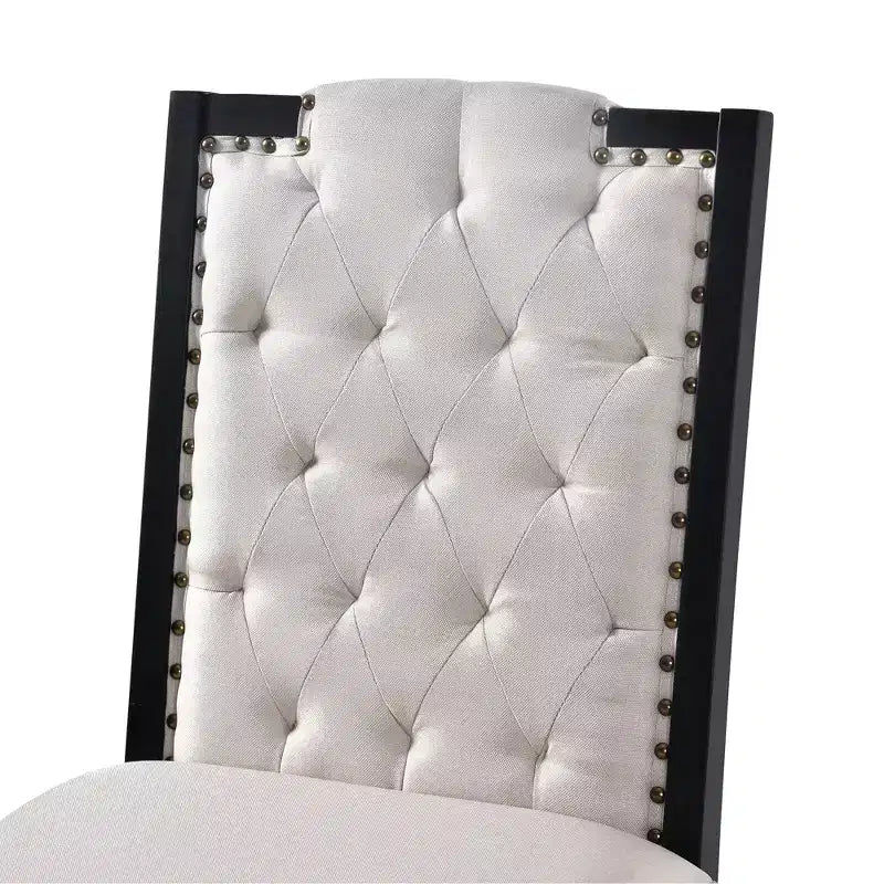 Ensemble de salle à manger rétro 6 pièces, table rectangulaire et 4 chaises touffetées à dossier haut et banc, ensemble de salle à manger en bois pour 6 personnes