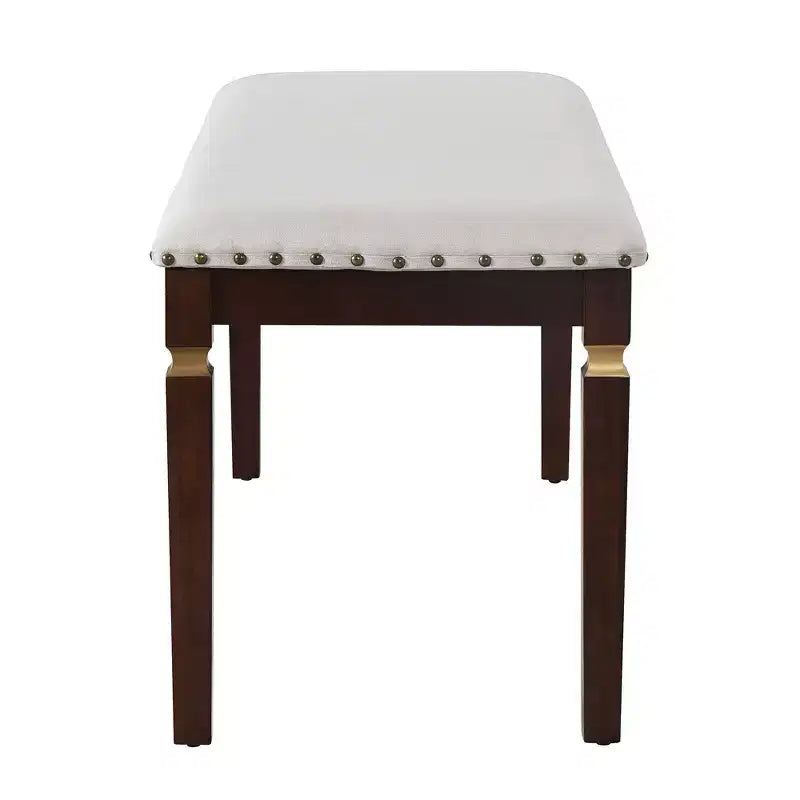 Ensemble de salle à manger rétro 6 pièces, table rectangulaire et 4 chaises touffetées à dossier haut et banc, ensemble de salle à manger en bois pour 6 personnes
