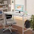 Bureau d'ordinateur de 120 cm avec tiroir de rangement, crochets latéraux et pieds réglables pour le bureau à domicile