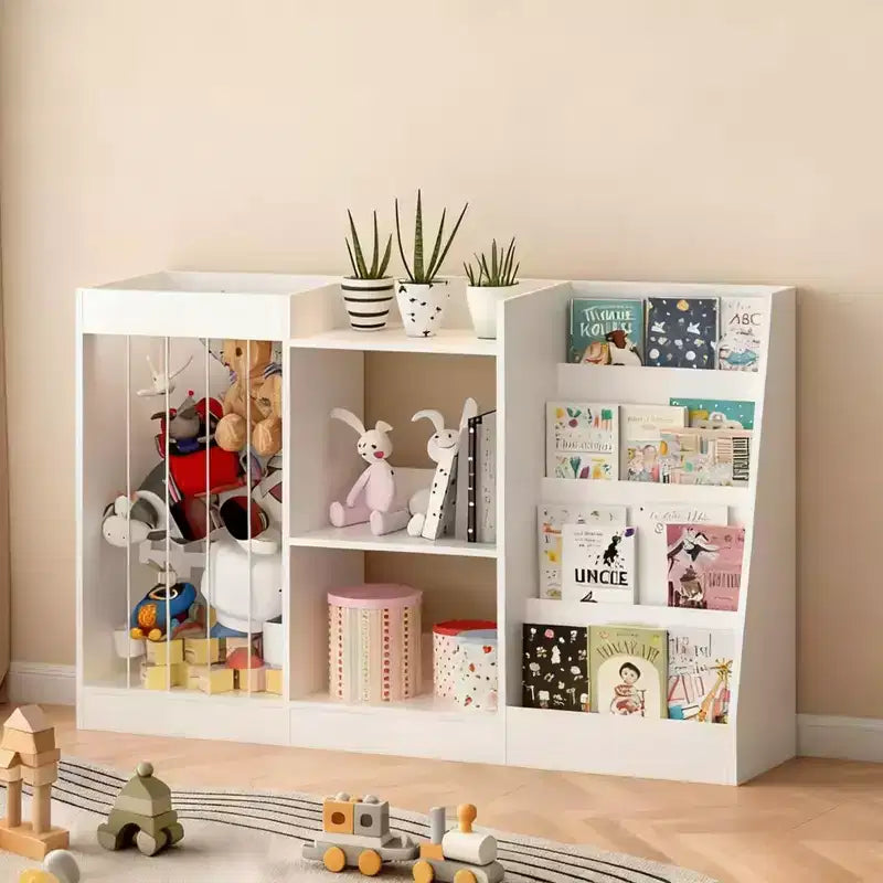 Étagère à Livres et Meuble de Rangement pour Jouets pour Enfants, Étagère à Livres à Trois Niveaux pour Chambre d'Enfant avec Panier Suspendu et Étagère à Livres pour Bébé