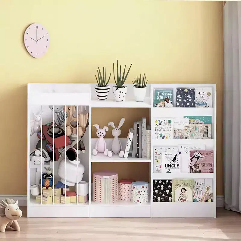 Étagère à Livres et Meuble de Rangement pour Jouets pour Enfants, Étagère à Livres à Trois Niveaux pour Chambre d'Enfant avec Panier Suspendu et Étagère à Livres pour Bébé