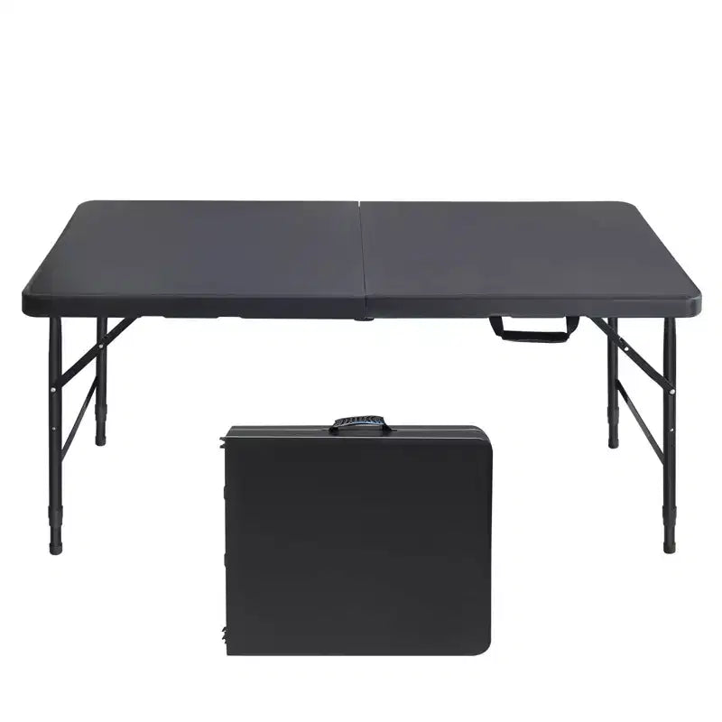 Table pliante portable de 120 cm - Table d'intérieur et d'extérieur robuste d'une capacité de 135 kg pour le camping, le patio, les pique-niques et les événements, noire