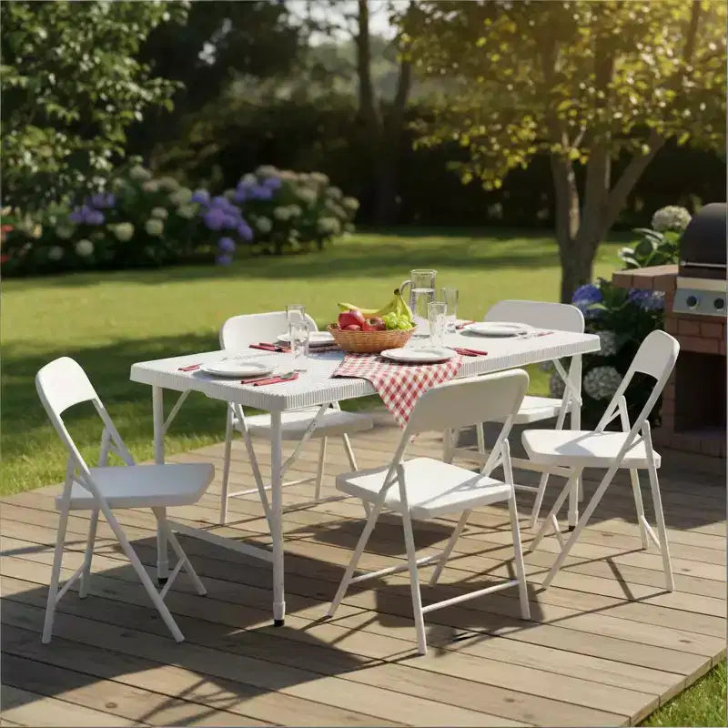Table pliante portable de 120 cm - Table d'intérieur et d'extérieur robuste d'une capacité de 135 kg pour le camping, le patio, les pique-niques et les événements, noire