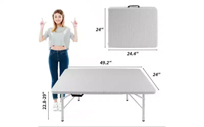 Table pliante portable de 120 cm - Table d'intérieur et d'extérieur robuste d'une capacité de 135 kg pour le camping, le patio, les pique-niques et les événements, noire