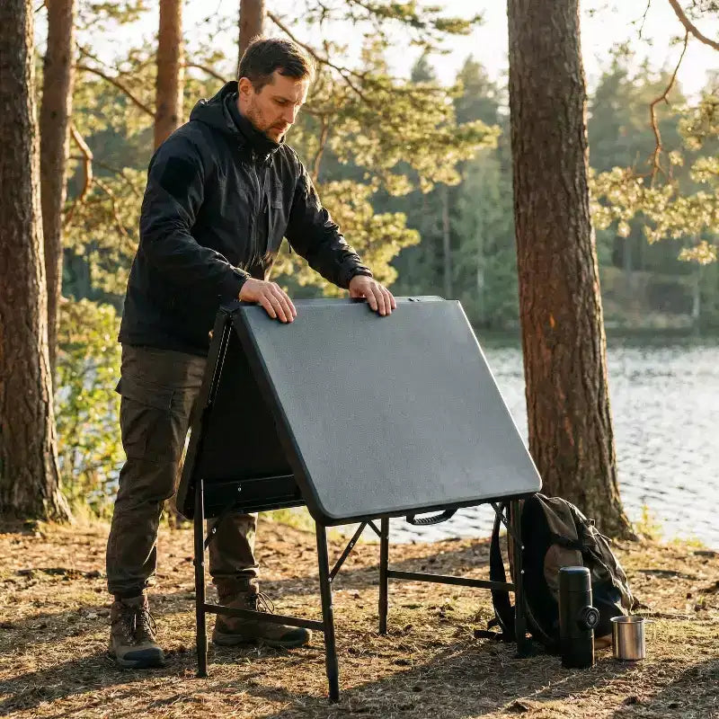 Table pliante portable de 120 cm - Table d'intérieur et d'extérieur robuste d'une capacité de 135 kg pour le camping, le patio, les pique-niques et les événements, noire